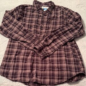 Columbia Brown and Pink Plaid Long-Sleeve Button-Down Shirt